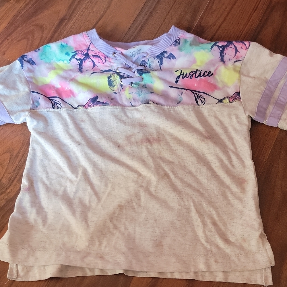 Justice Kids Tie-Dye Top - Purple and Gray